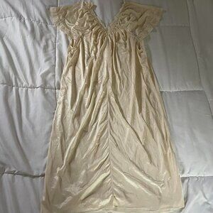 Vintage Cream Cap Sleeve Midi Slip Dress